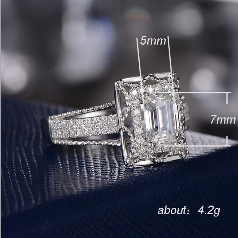 Sterg Sier Princess Cut White Topaz Eternity Wedding Ring for Women