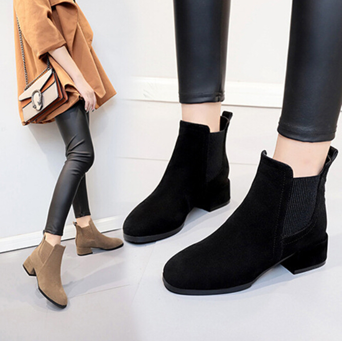 Booties female 2019 new British wind pointed female boots fashion casual temperament thick with foot boots, Black 6.5cm
Booties female 2019 new British wind pointed female boots fashion casual temperament thick with foot boots, Black 6.5cm