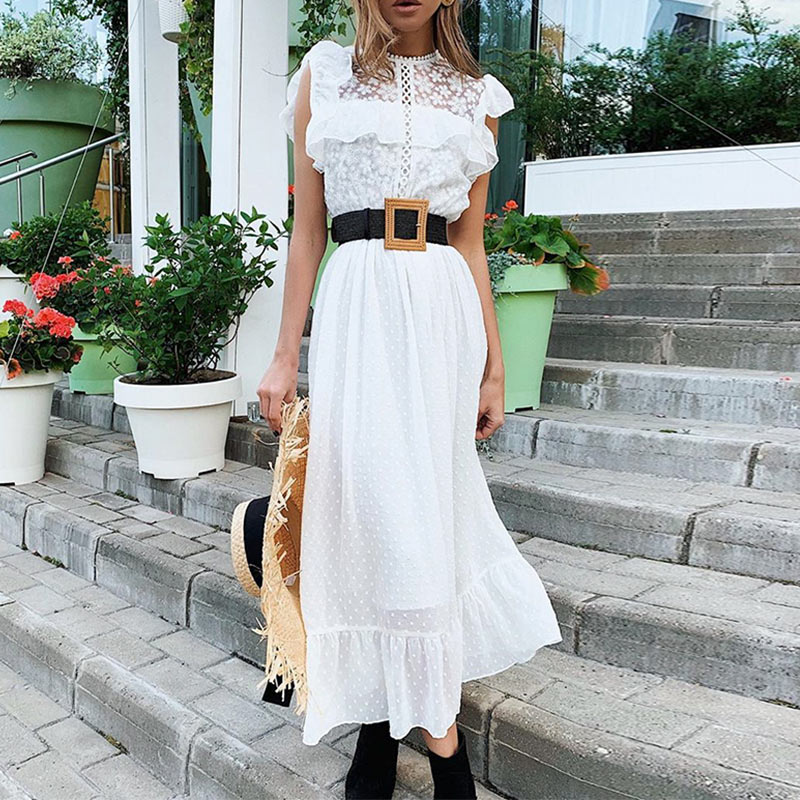Women' Chiffon Lace Hollow Out Long Dress Patchwork Sleeveless O-neck Female Dresses 2020 Summer Fashion Ladies Vestidos, White
Women' Chiffon Lace Hollow Out Long Dress Patchwork Sleeveless O-neck Female Dresses 2020 Summer Fashion Ladies Vestidos, White