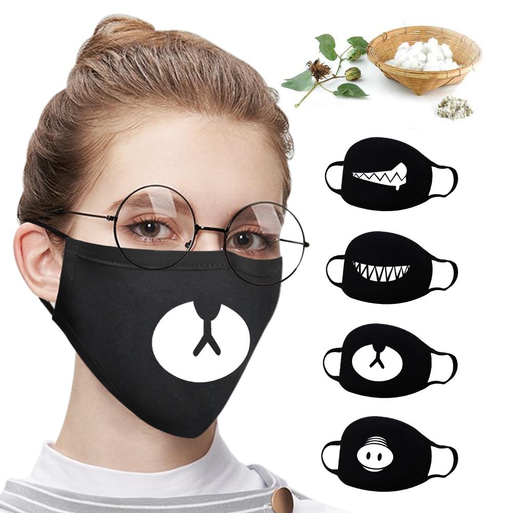 In Stock Cartoon Lovely Cotton Face Masks Washable Teeth Pattern Cute Protective Mouth Cover Warm Anti Dust Proof Respirator Mask