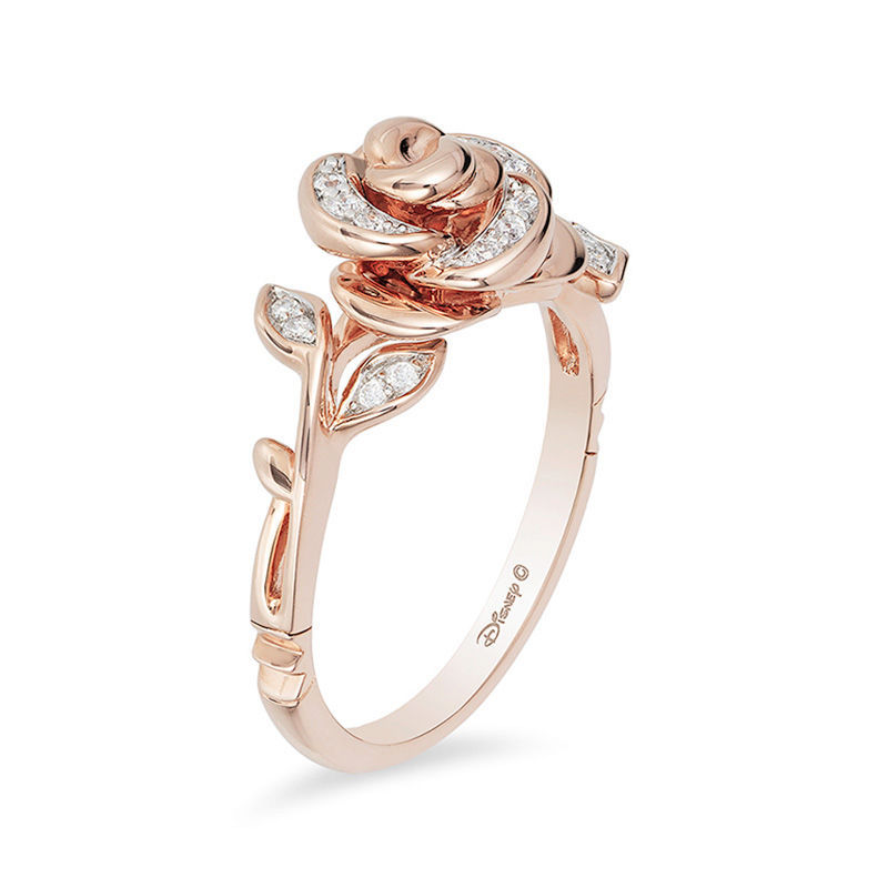 Rose Gold Flower Diamond Jewelry Set Ring Engagement Rings For Women Wedding Jewelry Wedding Rings Accessory Necklace Ring Earrings