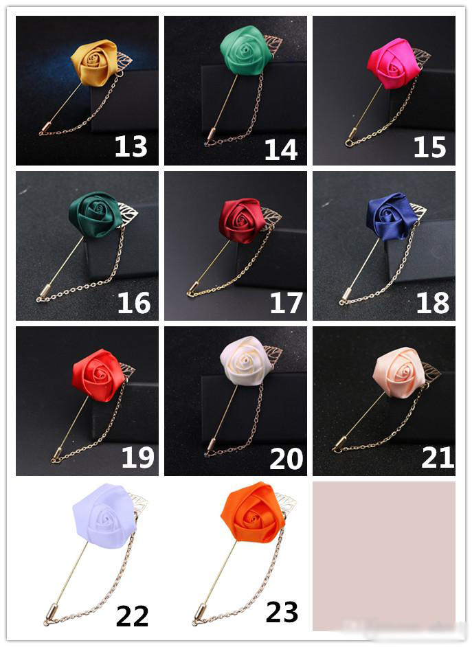 Men Rose Flower Golden Leaf Fashion Brooch Pin Suit Lapel New Mens Wedding Boutonniere Brooches Jewelry Gifts