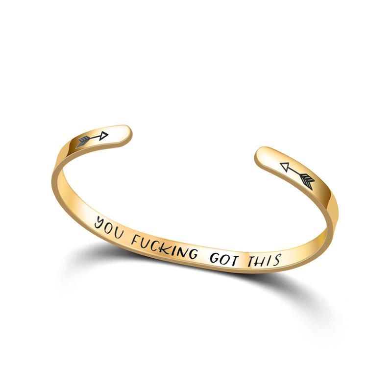 Encouragement Bracelet for Women Men Jewelry Cuff Wristband Bangle Stainless Steel Engraved Friendship Bracelets Inspirational Gift