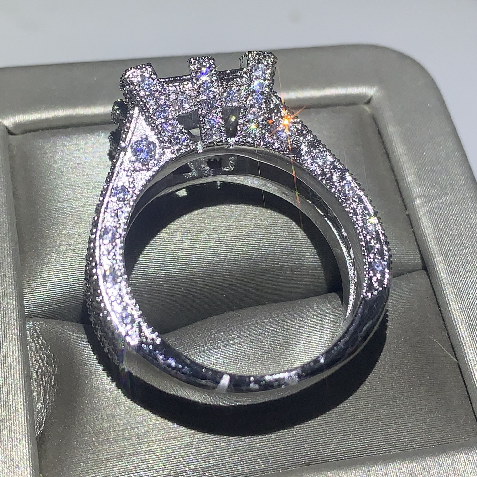 Choucong Brand New Vintage Fashion Jewelry 925 Sterling Silver Princess Cut White Topaz CZ Diamond Women Wedding Bridal Ring Set Gift