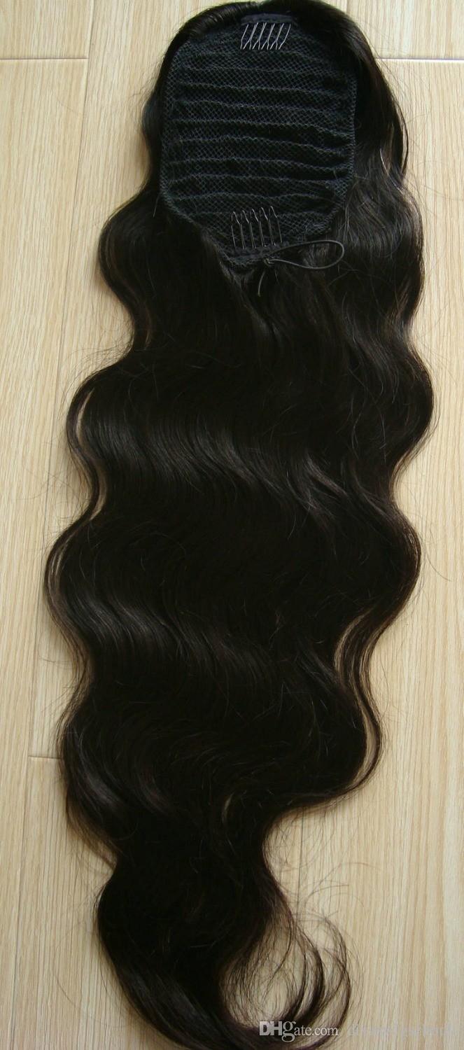 long hair celebrity ponytail 140g natural human hair extension clip in Body wave drawstring human brazilian remy hair 8A Grade