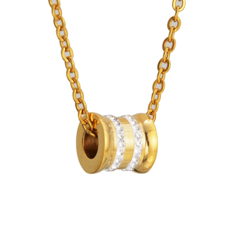 Pendant Necklaces Fashion Jewelry Cylindrical Zircon Necklace Stainless Steel Material Chain Trendy Women Gift