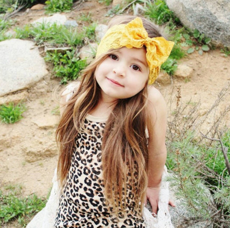 Headband Lace Bow Hairband Baby Girls Hair Bands Children Head Wrap Band Elastic Lace Headwear Kids Hair Accessories 12 Colors DHW2361
