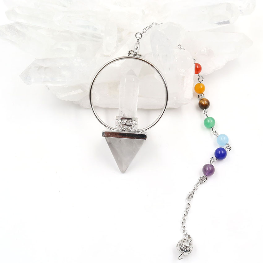 Natural crystal hexagonal column energy pyramid chakra chain spirit decoration pendant men and women Reiki Healing Crystal Pendant Necklace