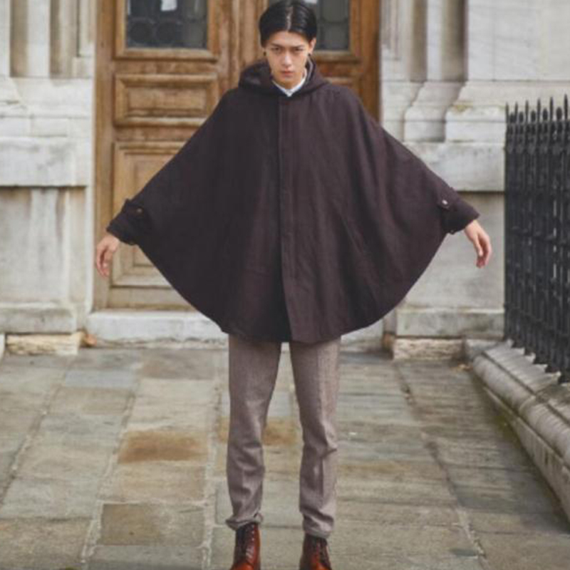 Hooded Cloak Cloak Long Men's Wool Coat Men's Jacket Bat Sleeve Windbreaker Shawl Winter Loose, Black
Hooded Cloak Cloak Long Men's Wool Coat Men's Jacket Bat Sleeve Windbreaker Shawl Winter Loose, Black