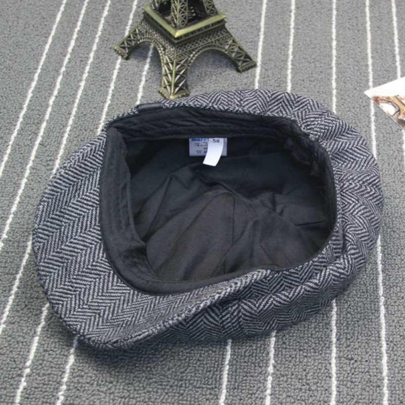 Men Octagonal Big size Berets Herringbone Gatsby Tweed Cap Newsboy Male Beret peaky blinders hat spring Women Flat Beret Hats T200104