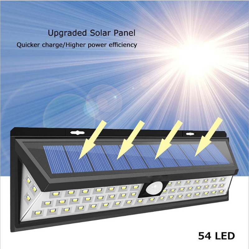 Solar Lamp Outdoor 54/118 LED PIR Motion Sensor Garden Light 3 Modes Security Pool Door Solar Lighting with Wide Angle Illumination