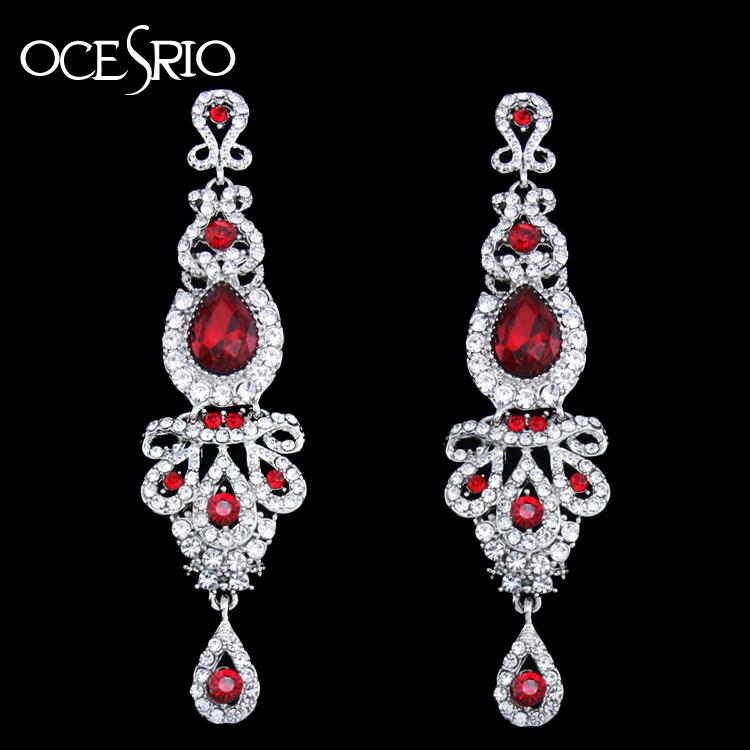OCESRIO Luxury Long Red Earrings for Wedding Women Crystal Big Earrings with Stones Fashion jewelry pendientes mujer ers-h41
OCESRIO Luxury Long Red Earrings for Wedding Women Crystal Big Earrings with Stones Fashion jewelry pendientes mujer ers-h41