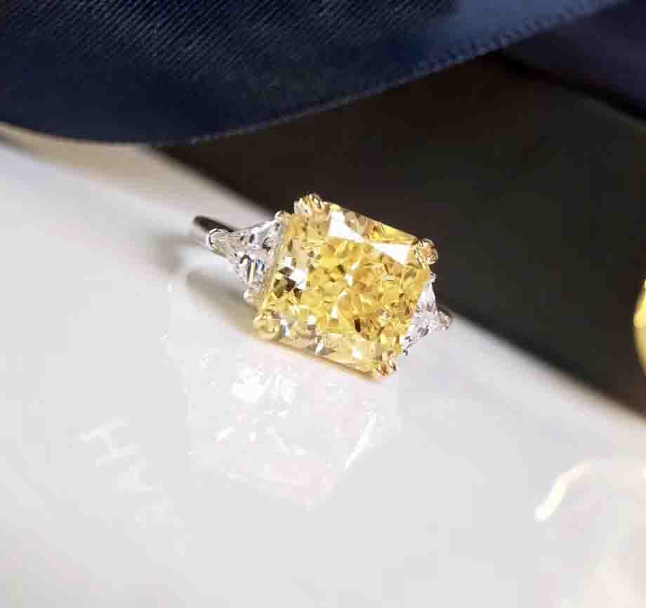 Luxurious quality S925 pure silver ring and Platinum filled with yellow Diamond for women wedding jewelry PS5550