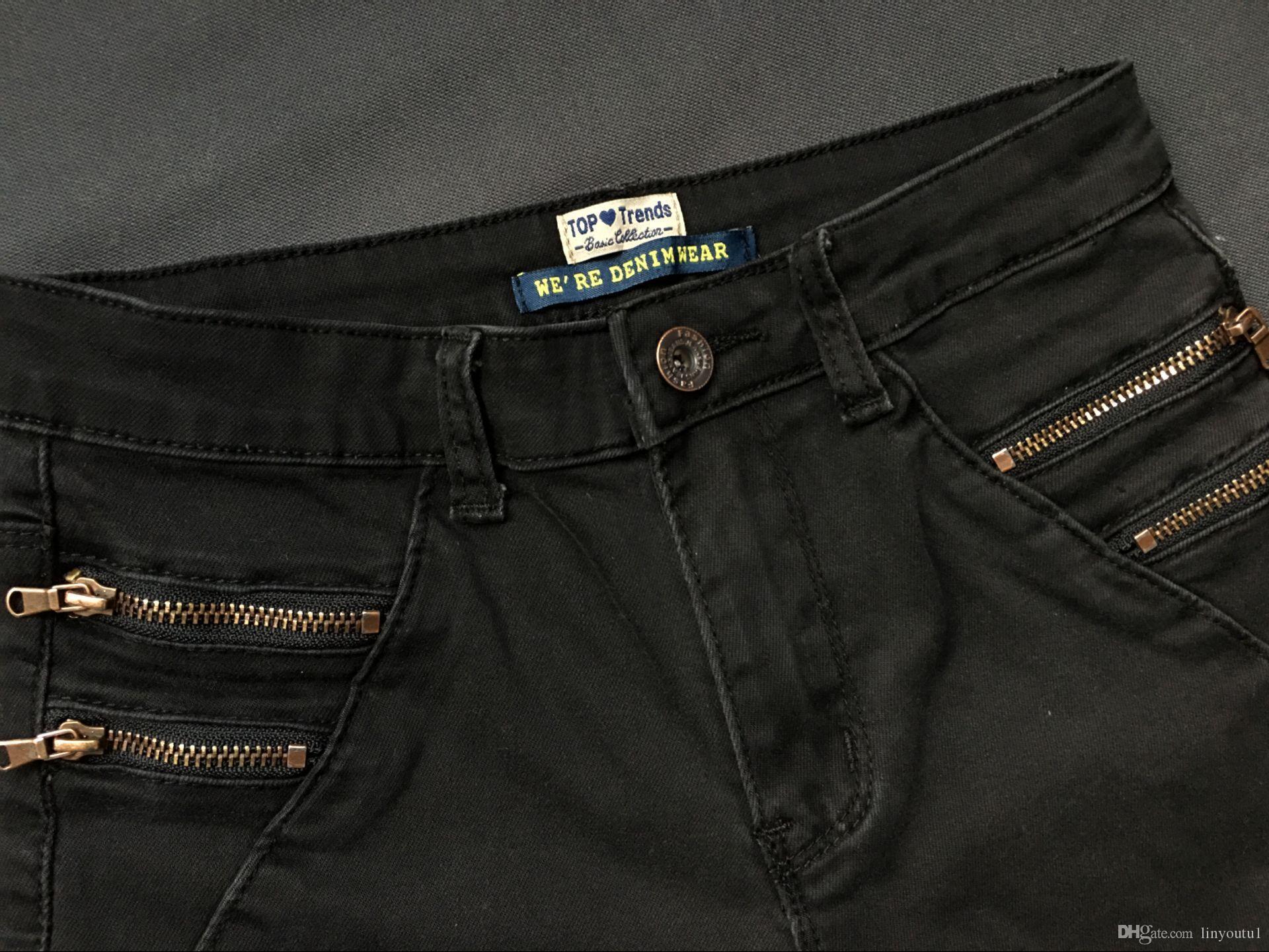 2020 Women Skinny Jeans Girls Pants Holes Knees Pencil Pants Casual Pants Black Elastic Shredded Jeans Black Ripped Jeans