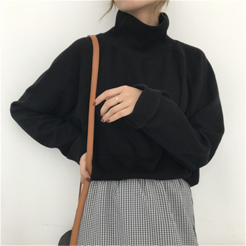 Women Sweater White Black Casual Turtleneck Sweater Spring Autumn Knit Sweater Women Pullover Plus Size jumper sweter mujer 30 LY191217