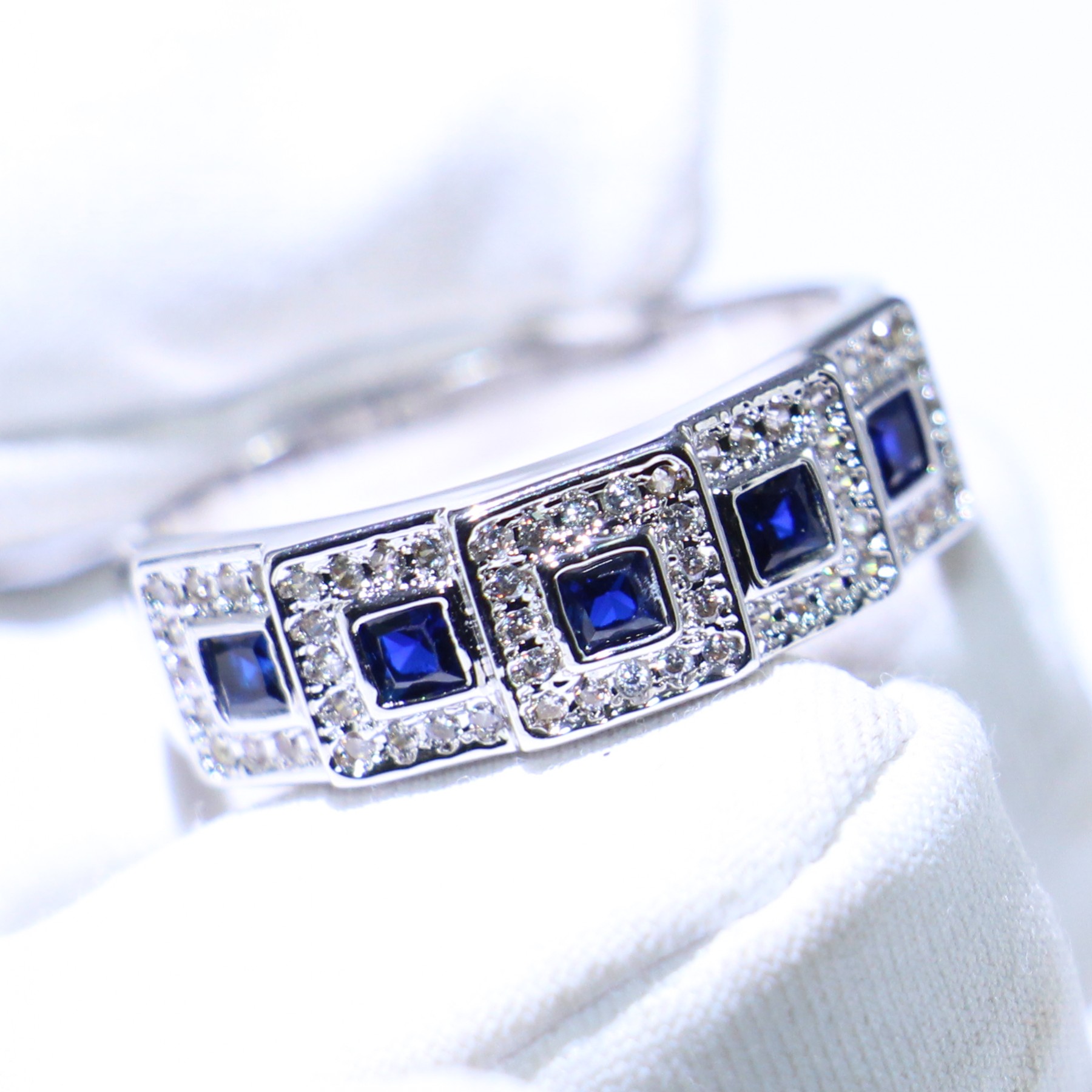 Choucong 2019 New Arrival Hot Sale Vintage Jewelry 925 Sterling Silver Blue Sapphire CZ Diamond Wedding Engagement Band Ring for Women Gift