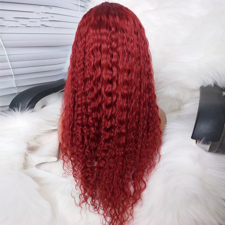 Natural soft red color 360 lace hair Wigs Long loose Curly wig for black women wine red Synthetic Lace Front Wig with baby hair
