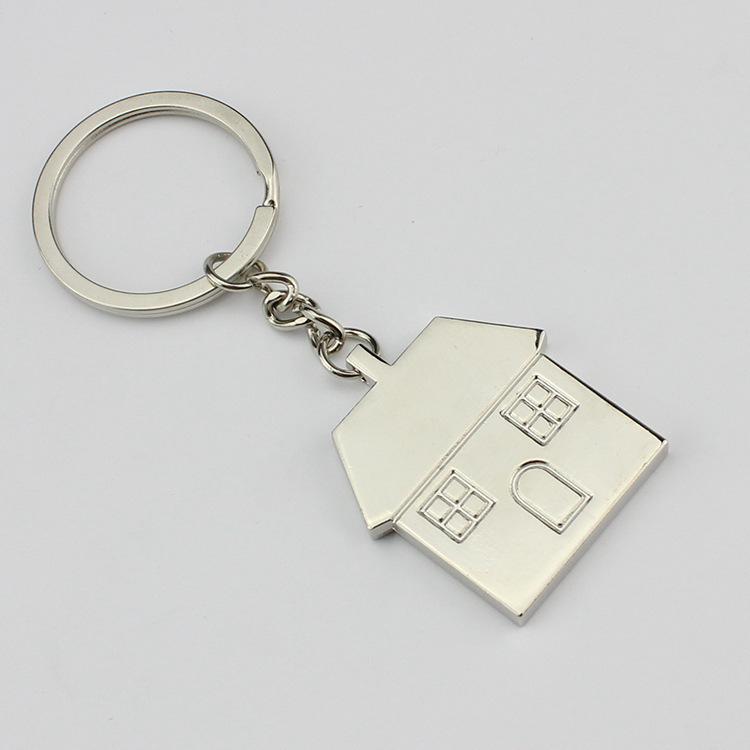 100pcs/Lot New Metal Mini House Shaped Keychains Cottage Keyrings Custom Logo Gifts for Promotion US Free Shipping By Dhl