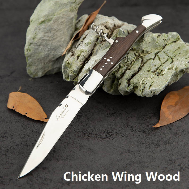 Laguiole Style Wood Handle Corkscrew Wine Opener Knife Stainless Steel Sommelier Beer Can Bottle Openers Foil Cutter in Gift Box Y200405