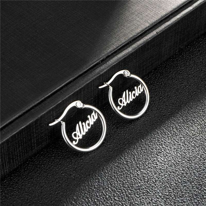 custom name hoop earrings for women luxury designer diy letter earrings customize letters gold hoops jewelry family friends couple