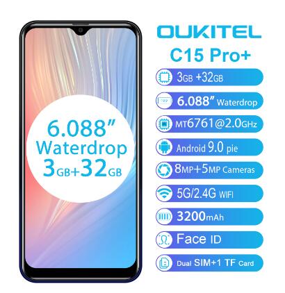 OUKITEL K9 K9 plus Waterdrop 7.12" FHD+ 1080*2244 16MP+2MP/8MP Smartphone 4GB 64GB Face ID 6000mAh 5V/6A Quick Charge OTG Mobile Phone
OUKITEL K9 K9 plus Waterdrop 7.12" FHD+ 1080*2244 16MP+2MP/8MP Smartphone 4GB 64GB Face ID 6000mAh 5V/6A Quick Charge OTG Mobile Phone