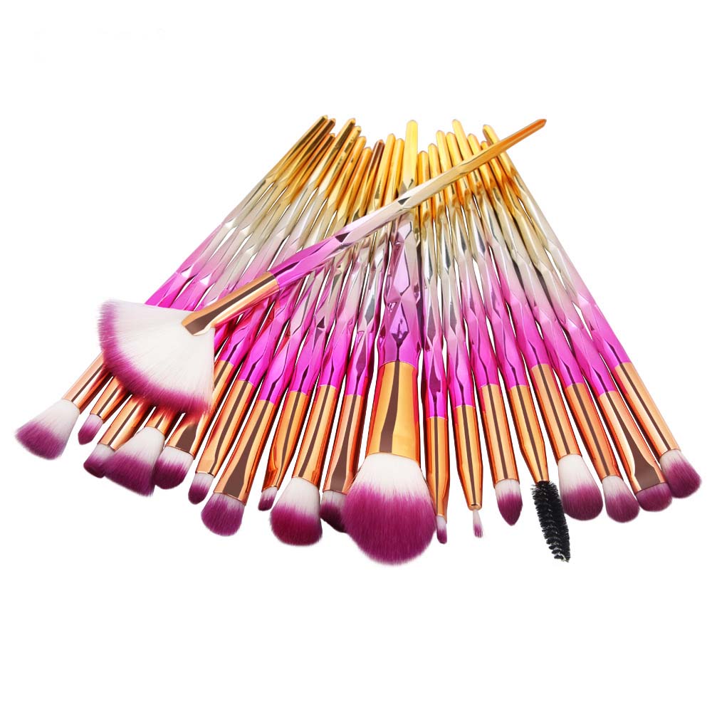 Hot sale makeup brushes set 20pcs brush tools diamond handle soft nylon brush head 7 colors available drop shipping cosmetics accessories