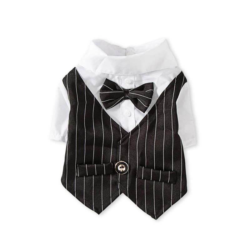 Gentleman Dog Clothes Wedding Suit Formal Shirt For Small Dogs Bowtie Tuxedo Pet Outfit Halloween Christmas Costume For Cats
