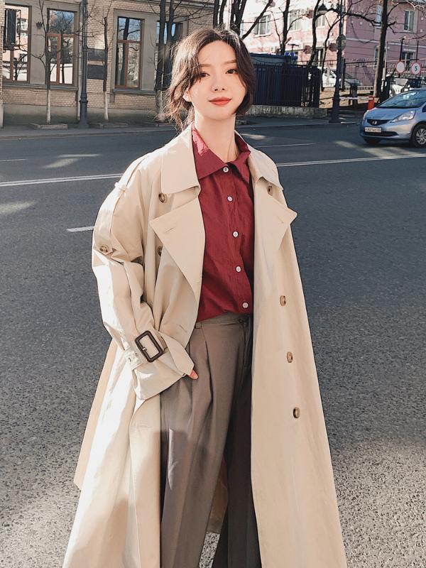 New European Style Loose Long Women Trench Coat Double-Breasted Belted Windbreaker Lady Cloak Female Outerwear Clothes, Beige
New European Style Loose Long Women Trench Coat Double-Breasted Belted Windbreaker Lady Cloak Female Outerwear Clothes, Beige