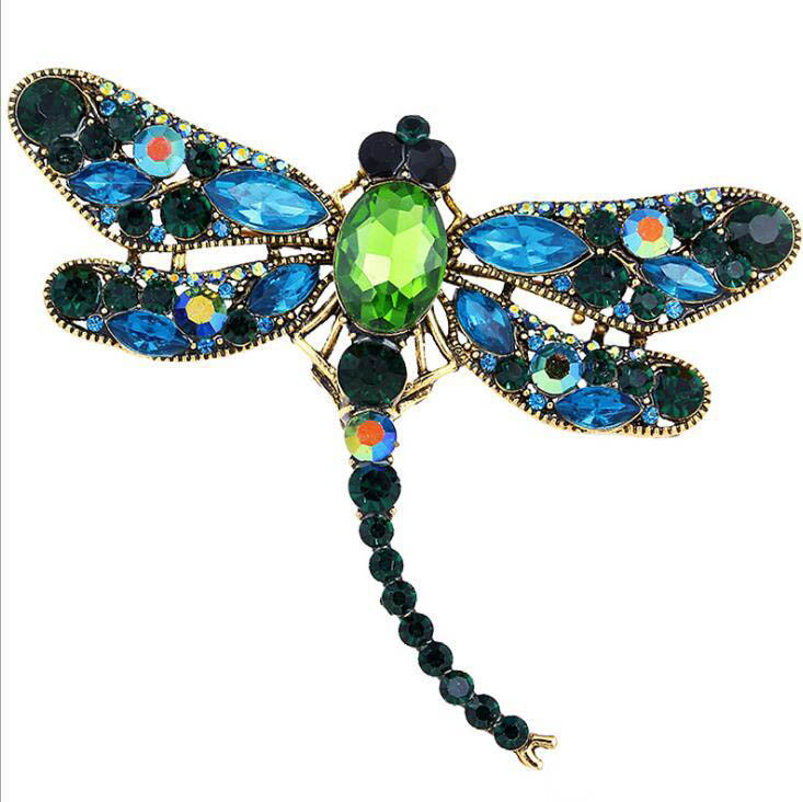 New Style Crystal Rhinestone Dainty Dragonfly Clothes Accessory Pins Brooches 7 Colors for Women