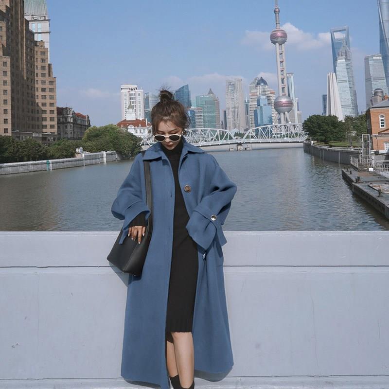 Autumn Winter Casual Solid Women Woolen Coat Female Windbreaker Long Jackets Korean Wool Coat Oversized Overcoats, Blue
Autumn Winter Casual Solid Women Woolen Coat Female Windbreaker Long Jackets Korean Wool Coat Oversized Overcoats, Blue