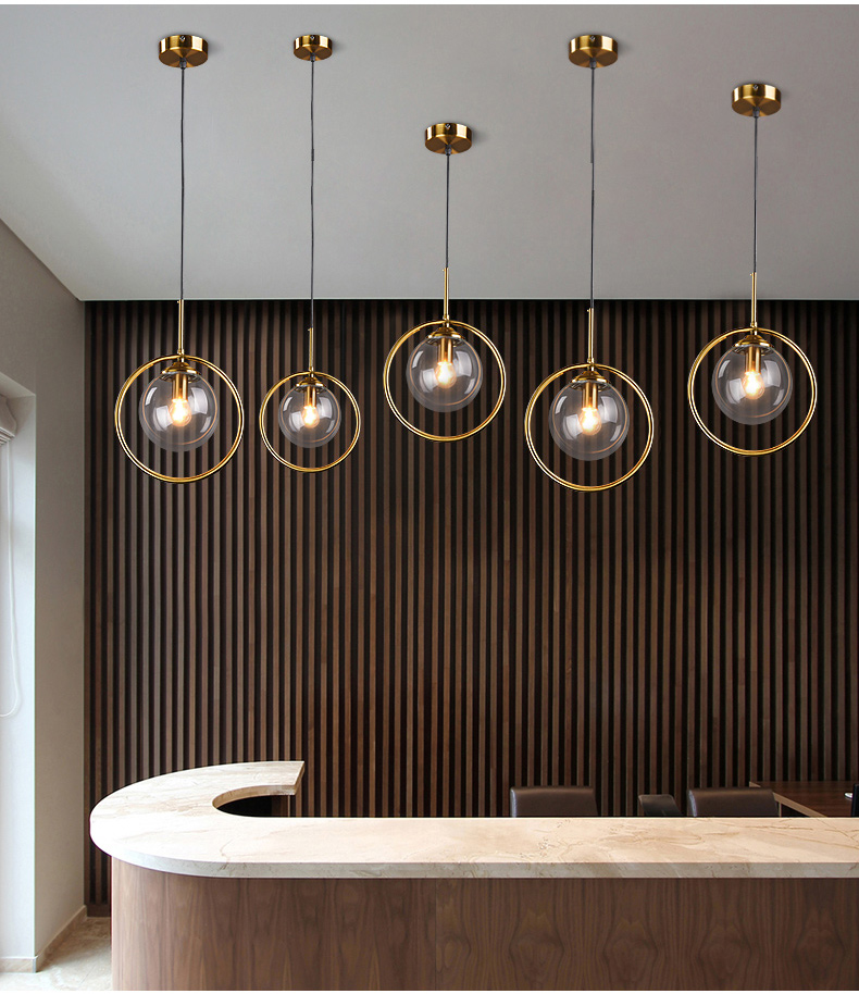 LED Pendant Lights Glass Ball Light Simple Indoor Lighting Office Study Lamp Chandelier Round Lamps Creativity