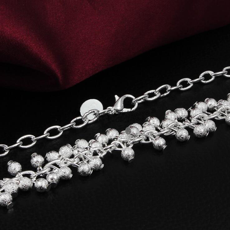 Brand new Six-lane Sand beads sterling silver plate necklace STSN001,fashion 925 silver Chains necklace factory direct sale