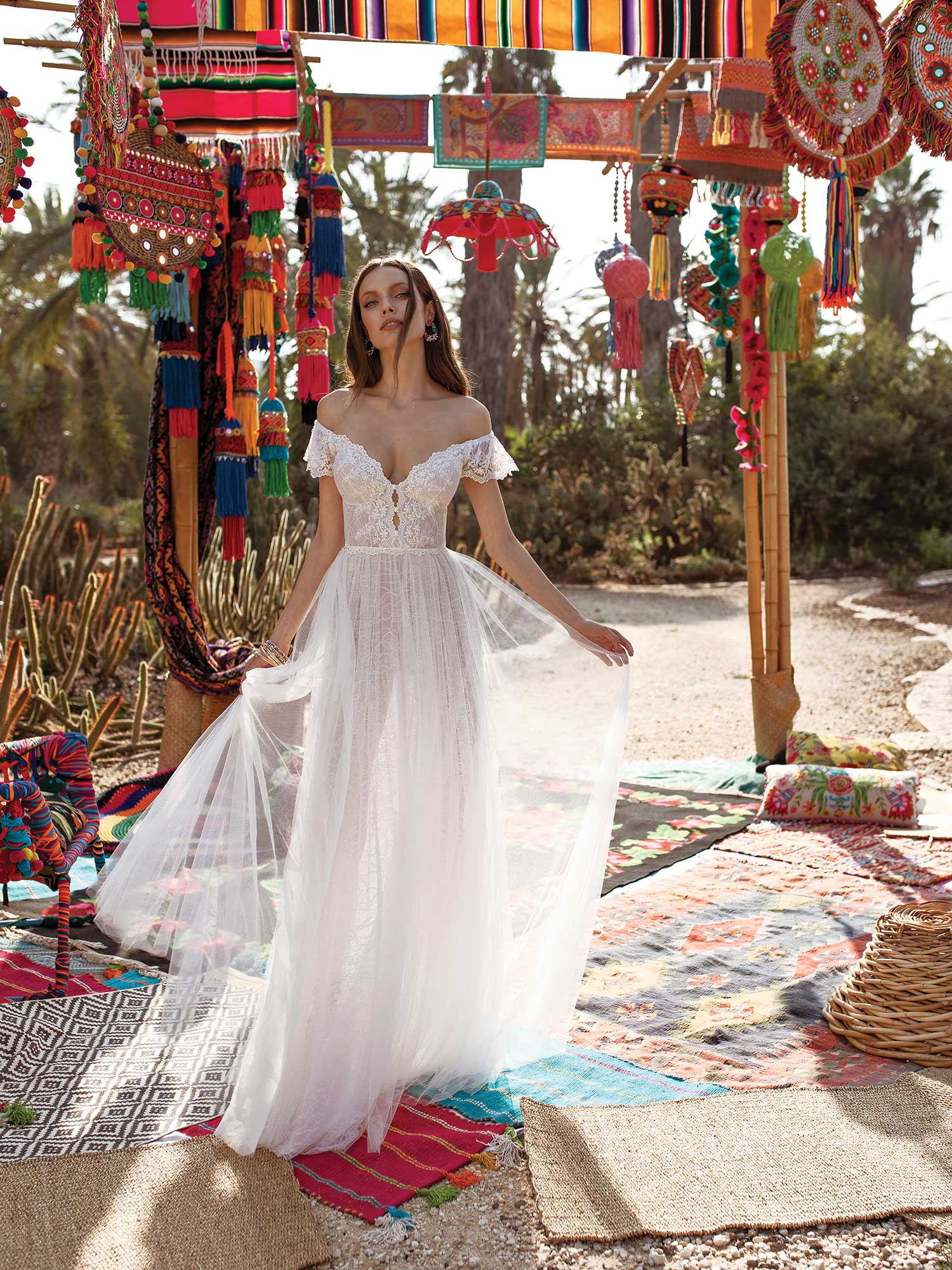 asaf dadush boho wedding dresses lace appliqued beach off the shoulder a line bridal gowns vestido de novia