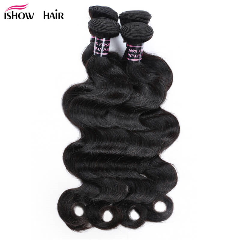 Ishow Mink Brazilian Hair Weave Bundles Wefts Body Yaki Straight Loose Deep Water Virgin Human Hair Extensions for Women Girls All Ages Natural Black