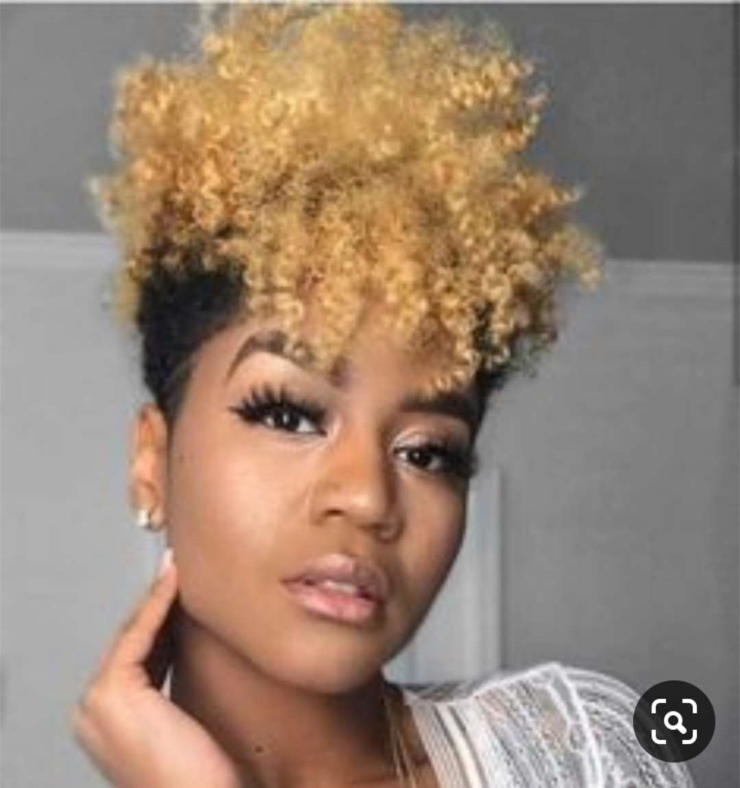 2020 New arrival cute kinky curly afro puff dyed drawstring ponytail real hair grey yellow women hair extension 120g