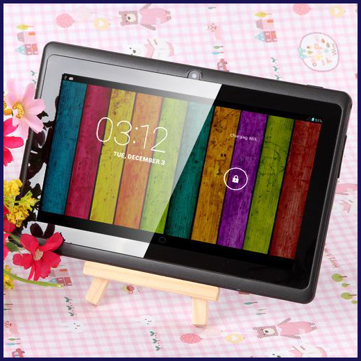 

7 inch A33 Quad Core Tablet PC Q8 Allwinner Android 4.4 KitKat Capacitive 1.5GHz 512MB RAM 8GB ROM WIFI Dual Camera Flashlight Q88 A23 MQ12, Black