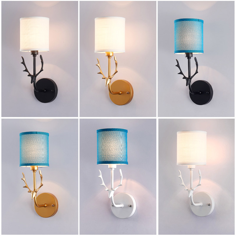 Nordic antlers wall lamp LED E14 light bulb Iron Lamp body Cloth Lampshade use for Bedside living room bedroom Golden Black
Nordic antlers wall lamp LED E14 light bulb Iron Lamp body Cloth Lampshade use for Bedside living room bedroom Golden Black