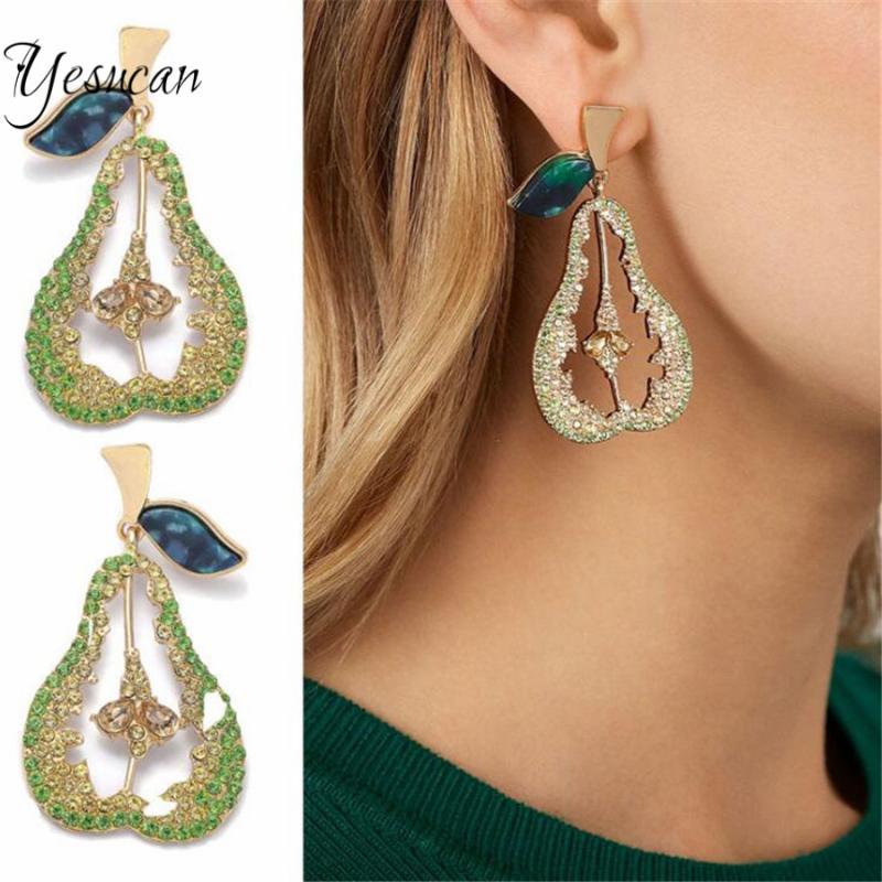 New Exaggerated Creative Pear-shaped Earrings Female Rhinestone Crystal Fruit Ear Piercing Jewelry Party Gift Brincos
New Exaggerated Creative Pear-shaped Earrings Female Rhinestone Crystal Fruit Ear Piercing Jewelry Party Gift Brincos