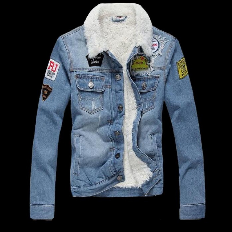 Lapel Men's Lambskin Coat Fleece Inner Denim Jacket Men Trendy Warm Thick Outwear Patch Badge Coats Cowboy Embroidery Jackets, Dark blue
Lapel Men's Lambskin Coat Fleece Inner Denim Jacket Men Trendy Warm Thick Outwear Patch Badge Coats Cowboy Embroidery Jackets, Dark blue