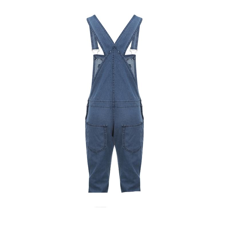 Fashion Men's Hole Jeans Jumpsuits Shorts Summer Streetwear Distressed Denim Bib Overalls For Man Suspender Pants
