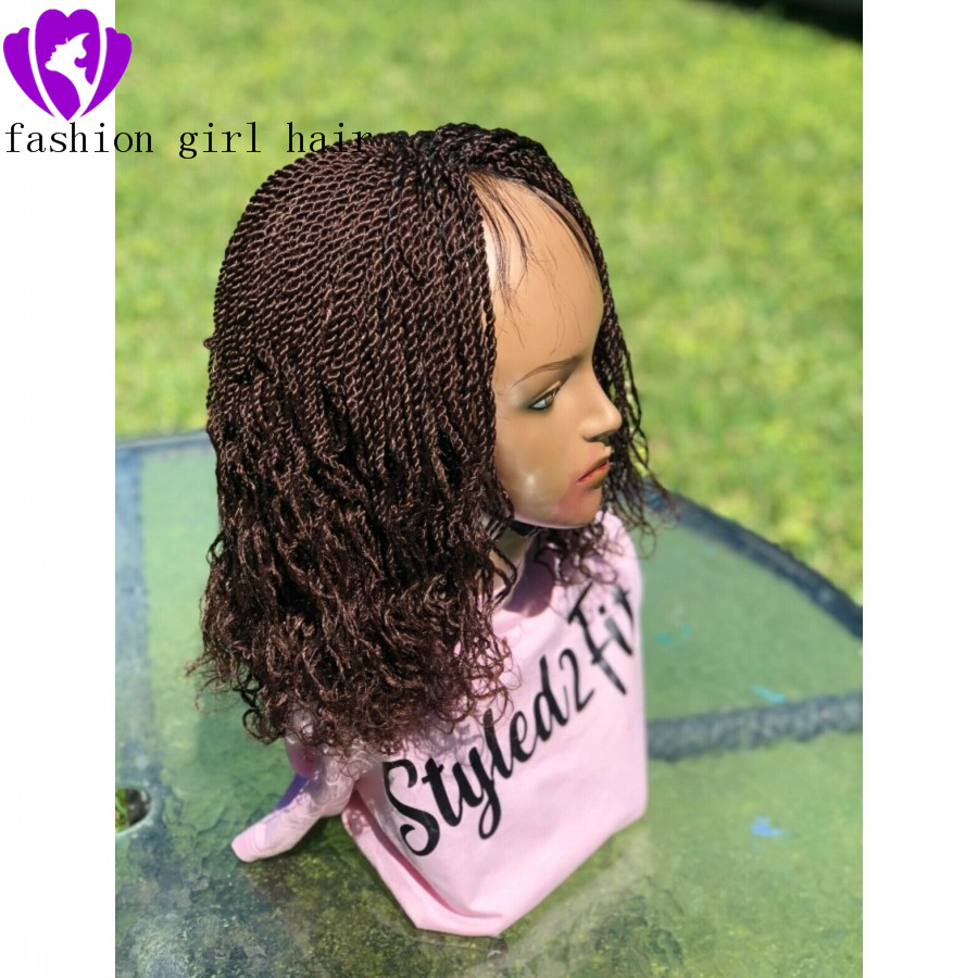 Popular perruques Short Curly Braided Lace Front Wig Brown/Burgundy /Black bob box Braids Synthetic Wig Free Shipping