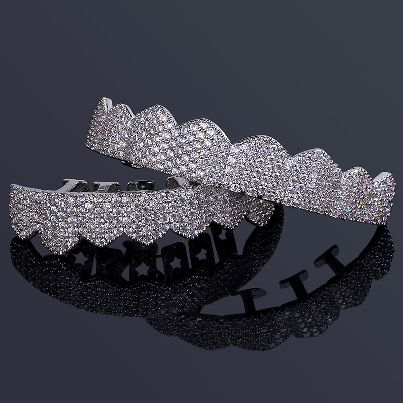 Hip Hop Jewelry Mens Diamond Grillz Teeth Style Charms Gold Luxury Designer Iced Out Grills Fashion Rapper Men Fashion Accessories