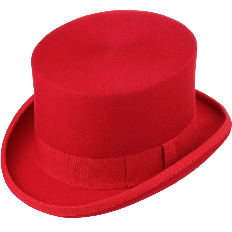 135cm high 100 Wool Top Hat Satin Lined President Party Men039s Felt Derby Black Hat Women Men Fedoras6024196