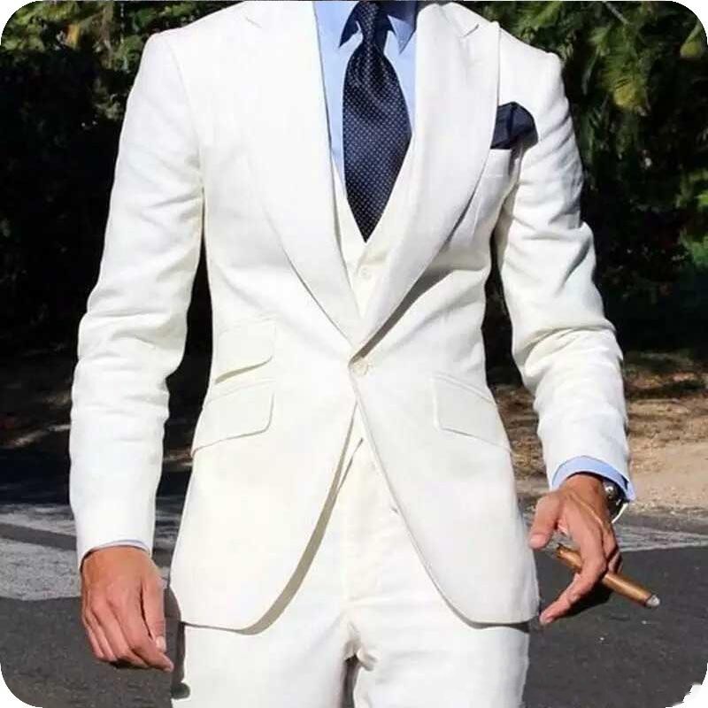 High Quality One Button Wedding Men Suits Peak Lapel Three Pieces Business Groom Tuxedos (Jacket+Pants+Vest+Tie) W1070