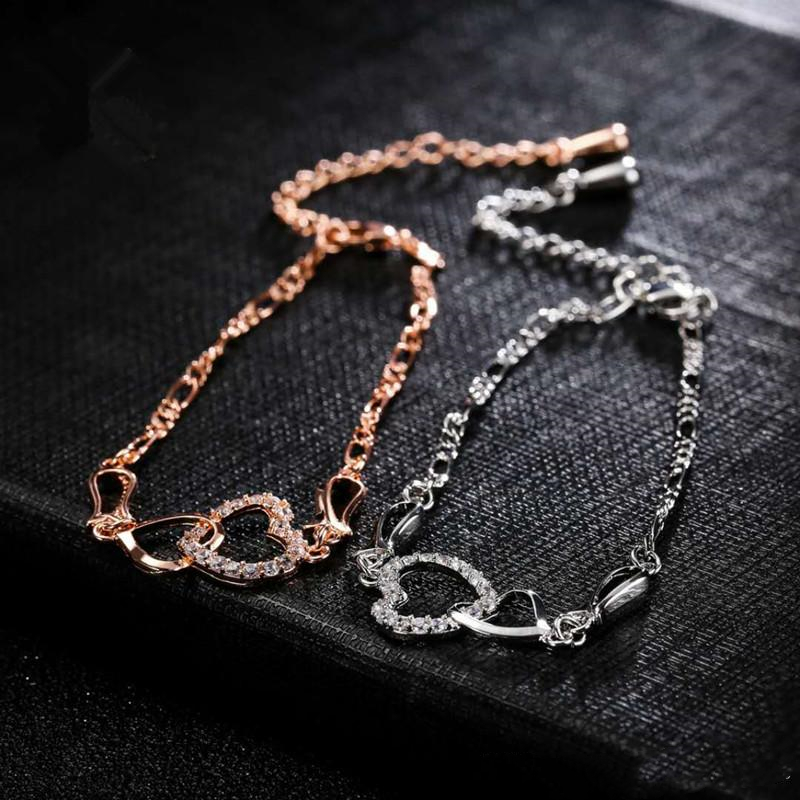 Anklets Designer luxury Anklet Double Hearts for Women Foot Ankle Chain Jewelry Beach copper plated 18K gold silver Festival gift