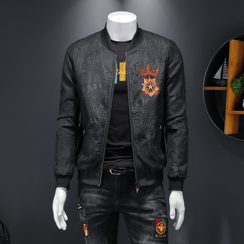 2020 spring men's jacket thin jacket dark flower embroidery personality fashion middle-aged jacket gown male baseball uniform, Black
2020 spring men's jacket thin jacket dark flower embroidery personality fashion middle-aged jacket gown male baseball uniform, Black