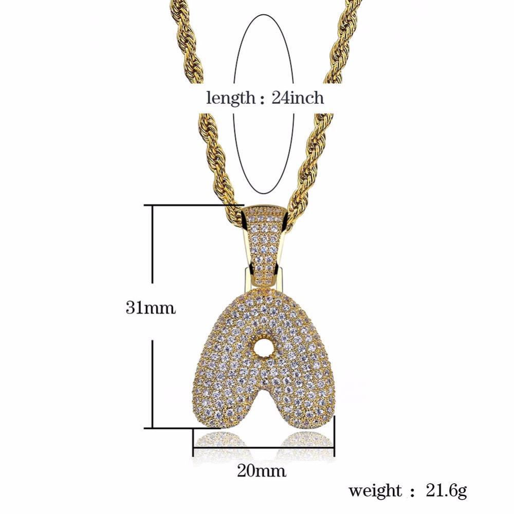 UWI A-Z Custom Name Bubble Letters Necklaces & Pendant Charm For Gold Silver Color Cubic Zirconia Hip Hop Jewelry Drop Shipping