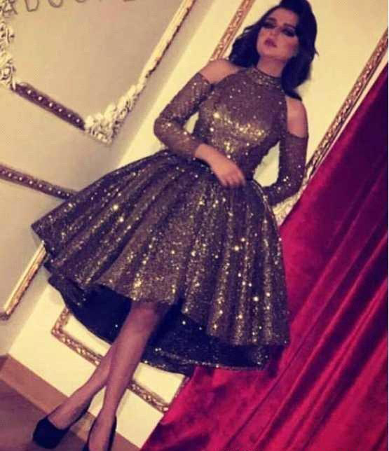 New A Line Cocktail Dress Arabic Dubai Style Knee Length Long Sleeves Formal Club Wear Homecoming Prom Party Gown Plus Size Custom Made