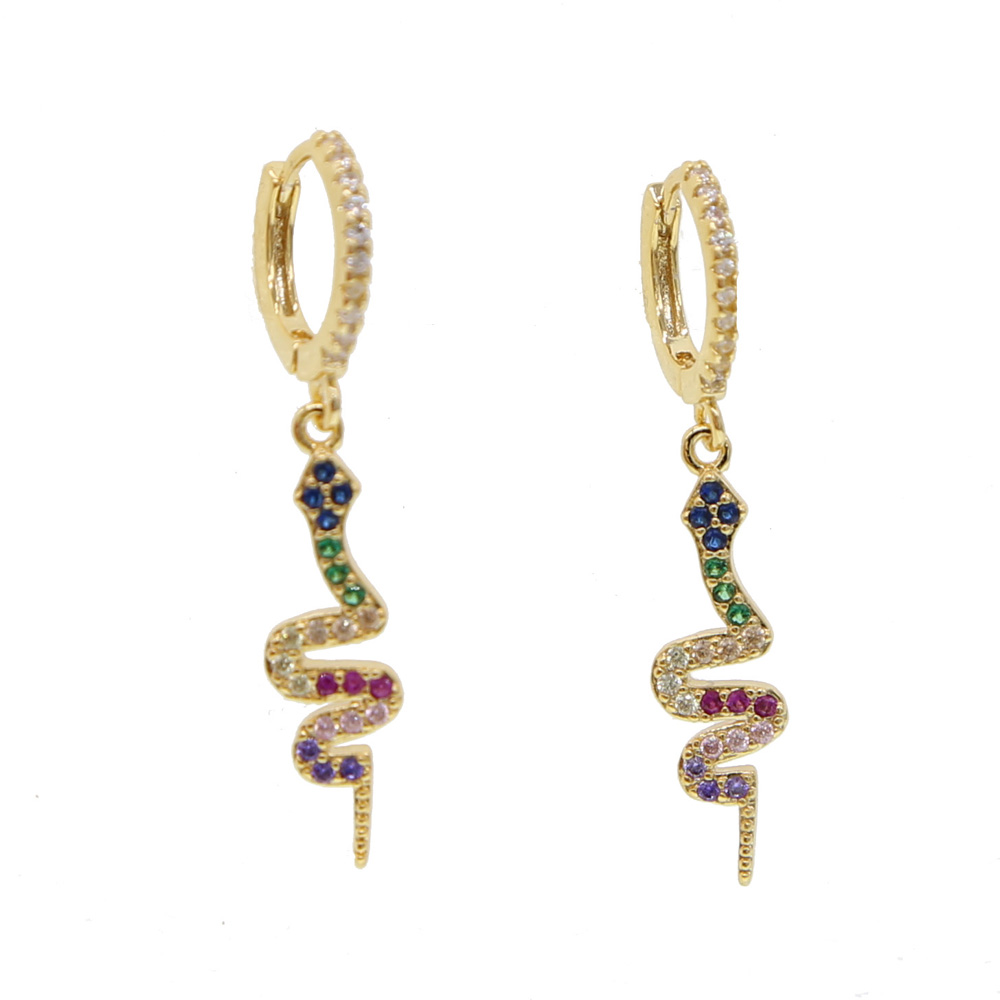 2019 New Fashion candy rainbow cz snake Earring for Women Ethnic Bohemian Long Hanging Dangle Earring sexy animal trendy Jewelry