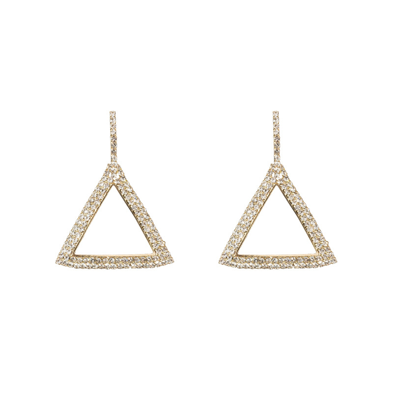 New design creative jewelry high-grade elegant crystal earrings triangle Gold and silver earings wedding party earring for woman